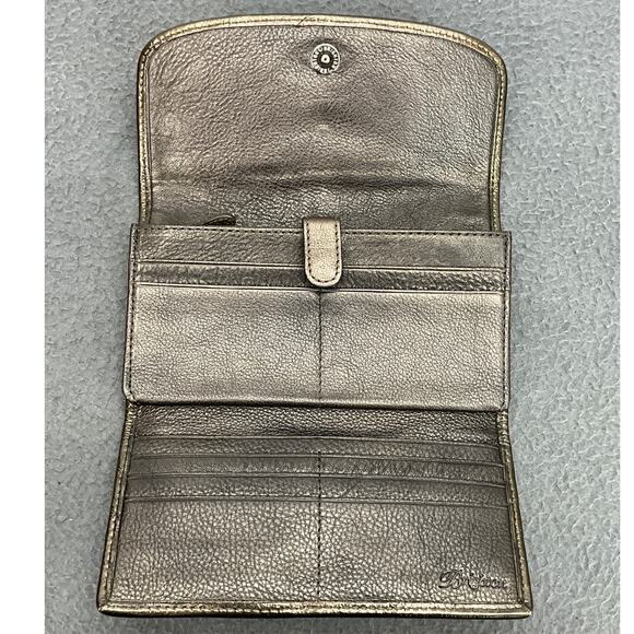 Brighton Large Bronze Pebbled Leather Silver Medallion Large Tri Fold Wallet - Picture 4 of 8